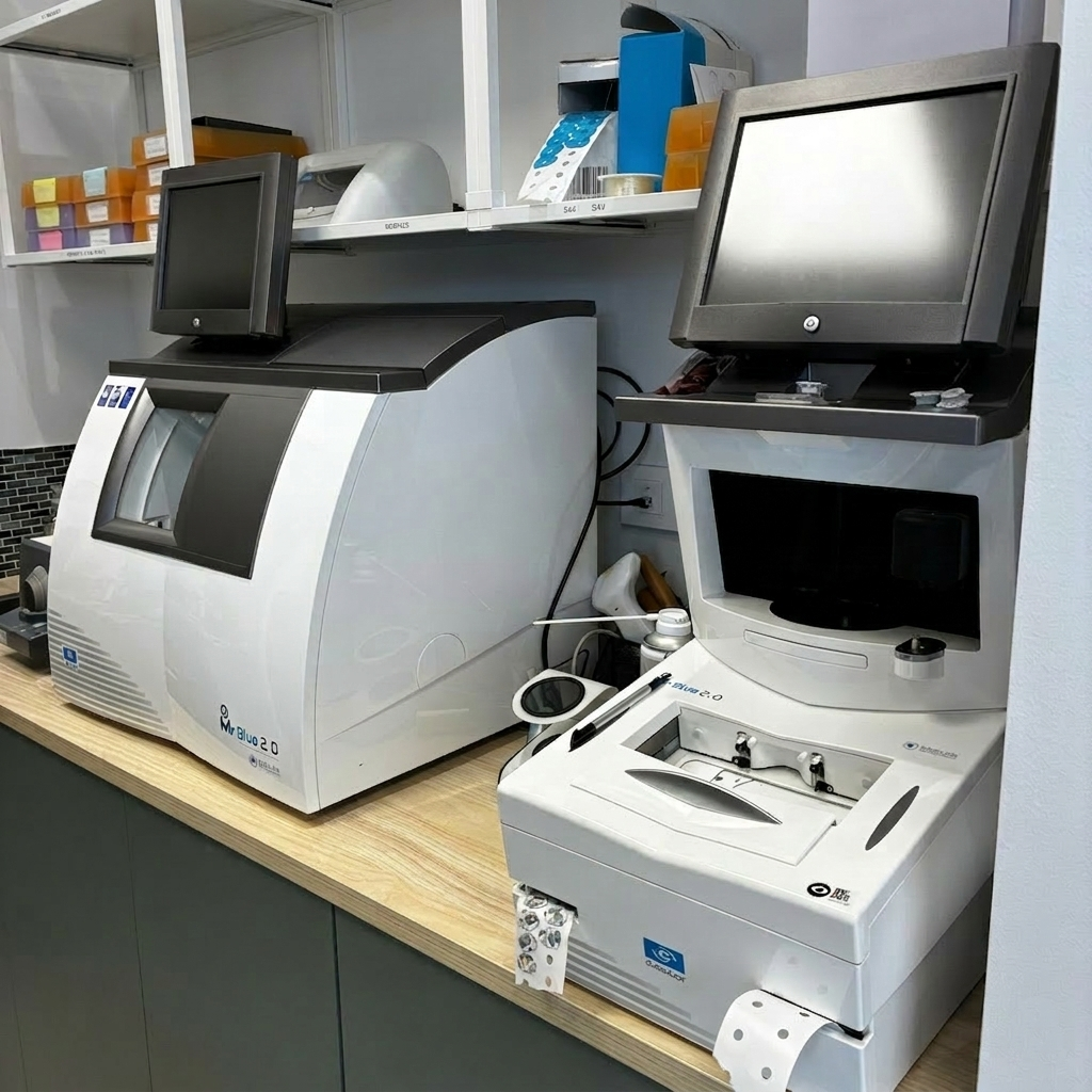 Photo des machines destinées à tailler des verres de lunettes